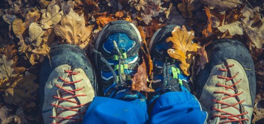 Father and son's feet on the ground